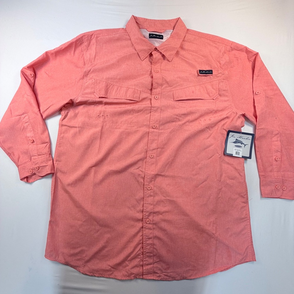 Joe Marlin Unwind Mens XXL Fishing Shirt Long Sleeve Vented Coral NWT Outdoor